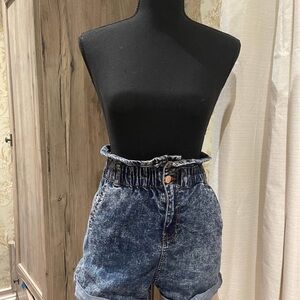 No Boundaries High-Waisted Acid Wash Shorts